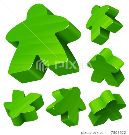Green wooden Meeple vector set isolated on white Green wooden Meeple vector set isolated on white 7808622