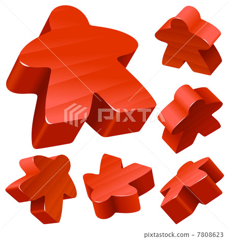 Red wooden Meeple vector set isolated on white Red wooden Meeple vector set isolated on white 7808623