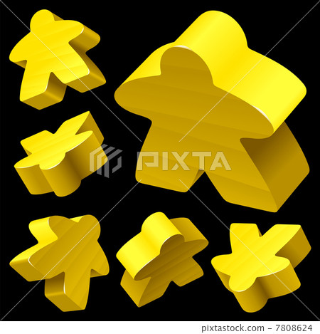 Yellow wooden Meeple vector set isolated on black Yellow wooden Meeple vector set isolated on black 7808624