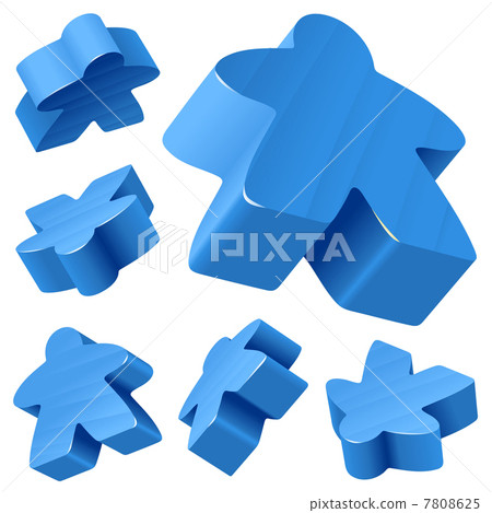 Blue wooden Meeple vector set isolated on white. Blue wooden Meeple vector set isolated on white. 7808625