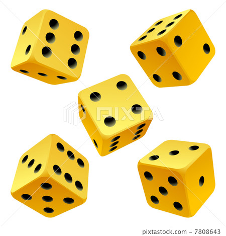 Yellow dice set. Vector icon 7808643