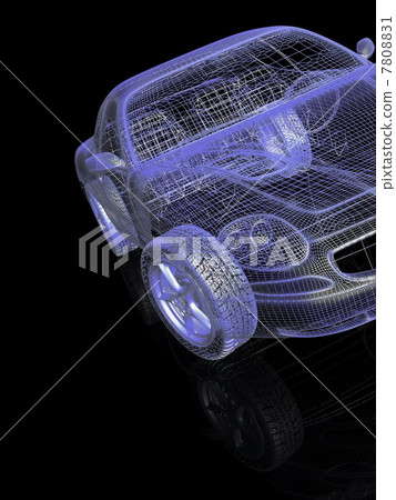 Closeup of wheels and bumper of machine on black  7808831