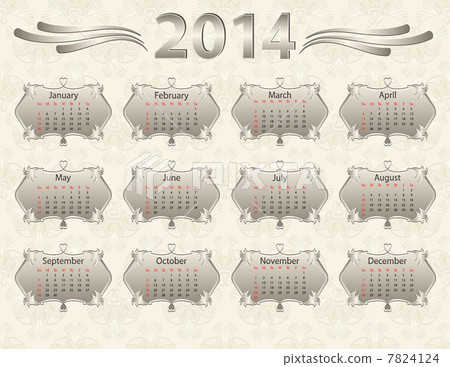 2014 calendar year in vintage style 2014 calendar year in vintage style 7824124
