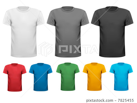 Black and white and color men t-shirts. Design template. Vector 7825455