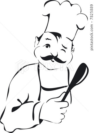 Funny cook with spoon winking. Vector artistic illustration Funny cook with spoon winking. Vector artistic illustration 7825889