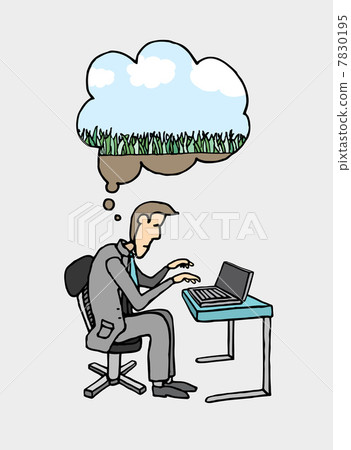 Businessman working / Dreaming on vacations Businessman working / Dreaming on vacations 7830195