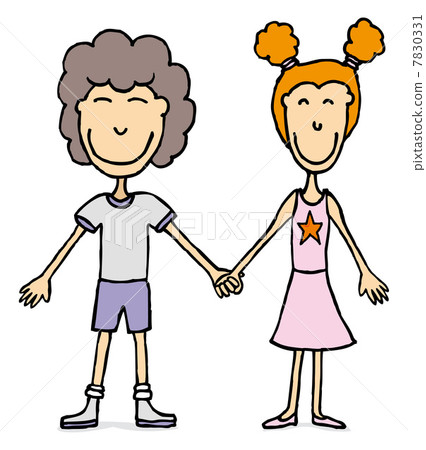 Young couple holding hands / Kids in love - Stock Illustration [7830331 ...