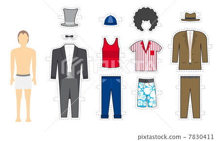 Male Makeover / Exchangeable looks - Costume - Stock Illustration [7830411]  - PIXTA