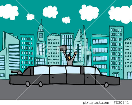 Succesful businessman riding his limo Succesful businessman riding his limo 7830541