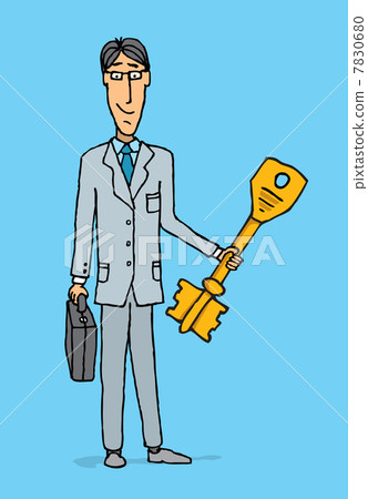 Businessman holding the key to success - Stock Illustration [7830680 ...