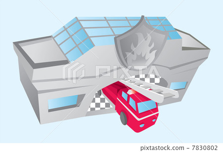 Fire truck coming out of fire department Fire truck coming out of fire department 7830802