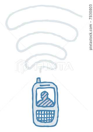 Vector cell phone with wave signal 7830803