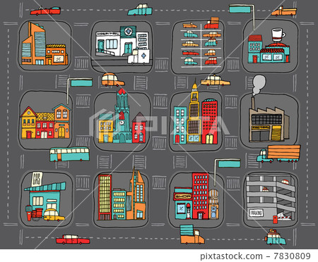 Colorful Cartoon City Map Stock Illustration