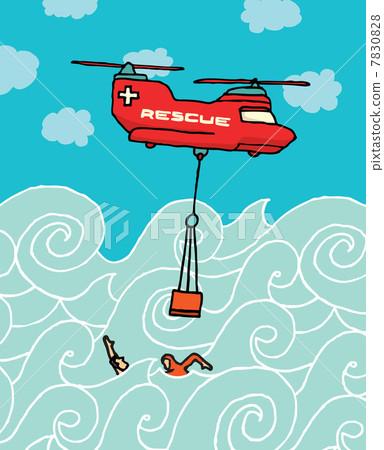 Rescue helicopter at the sea Rescue helicopter at the sea 7830828