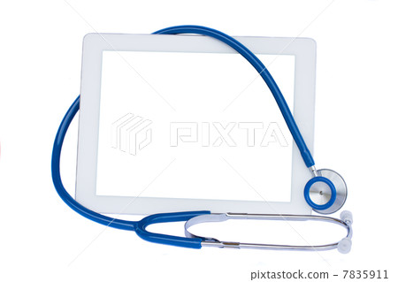 medical tablet and blue stethoscope medical tablet and blue stethoscope 7835911