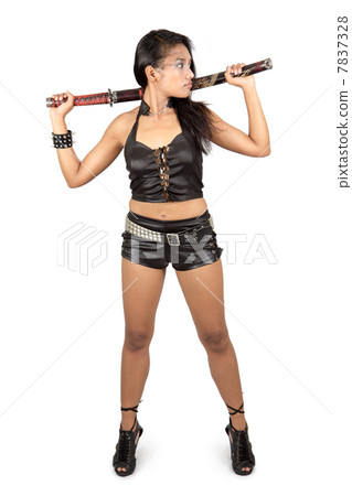 Attractive woman with sword 7837328