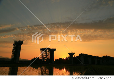 Construction site at dusk Construction site at dusk 7837856