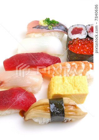 Assorted delicious sushi Assorted delicious sushi 7840686