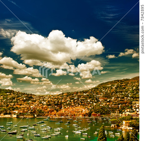 View of luxury resort. French riviera, Mediterranean Sea 7842895