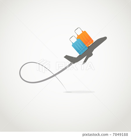 Vacation illustration. Jet with two color bags 7849188