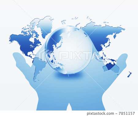 地球和手剪影 地球和手剪影 7851157