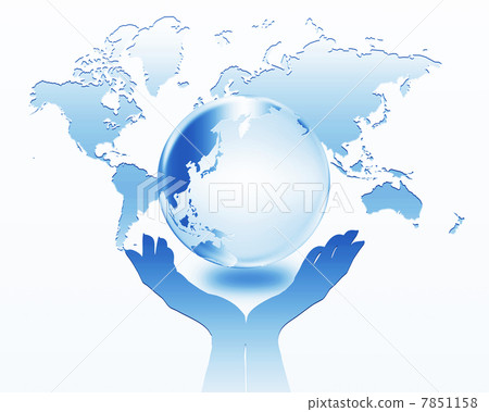 地球和手剪影 7851158