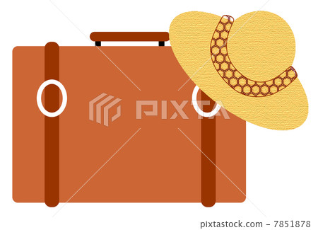 Suitcase and Straw Hat Suitcase and Straw Hat 7851878