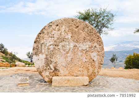 stone door of Byzantine Monastery on mount Nebo 7851992