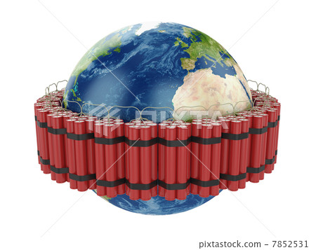 Earth planet surrounded by dynamites Earth planet surrounded by dynamites 7852531