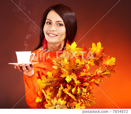 Woman holding cup of coffee. Woman holding cup of coffee. 7854872