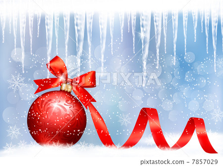 Holiday background with red gift bow with gift... - Stock Illustration ...