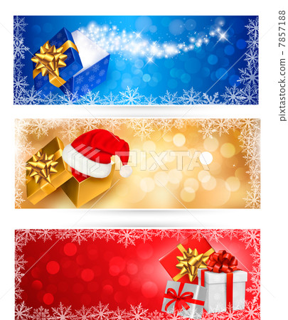 Three christmas banners with gift boxes and... - Stock Illustration ...