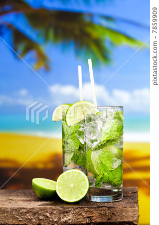 two glasses of Mojito cocktail two glasses of Mojito cocktail 7859909
