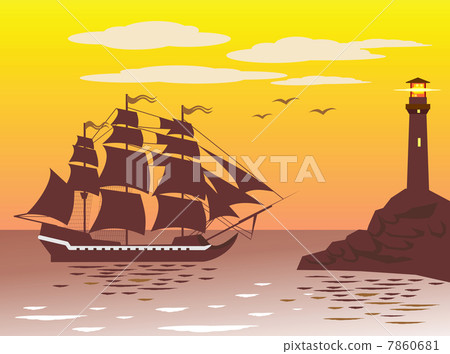 Ship and lighthouse 7860681