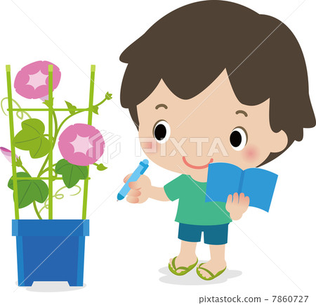 觀察牽牛花的男孩 7860727