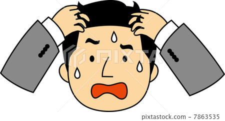 The face of a salaried worker in his forties troubled with holding his head The face of a salaried worker in his forties troubled with holding his head 7863535