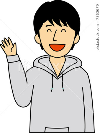 給問候的十幾歲的男孩高中學生 7863679