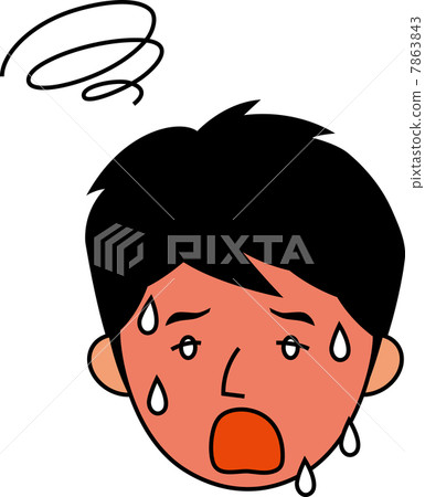 The face of a boys schoolchild who is stunned by the heat 7863843