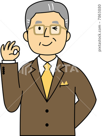 60-year-old office worker who launches OK sign and laughs 60-year-old office worker who launches OK sign and laughs 7863880