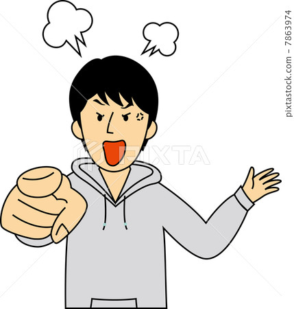 Teen male high school student who gets angry with pointing at the finger 7863974