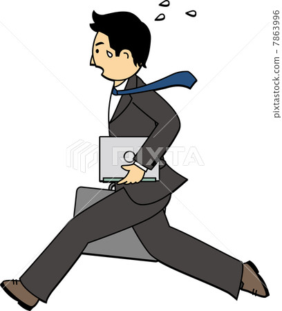 跑與膝上型計算機的商人 7863996