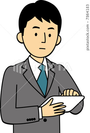 A salaryman who operates a tablet terminal A salaryman who operates a tablet terminal 7864183