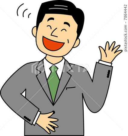 50's businessman laughing with belly 7864442