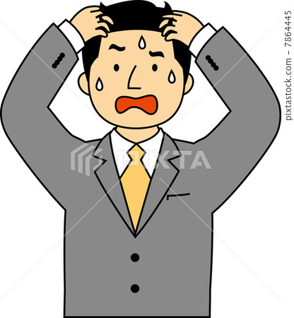 Employee's head in troubled 40's office worker 7864445