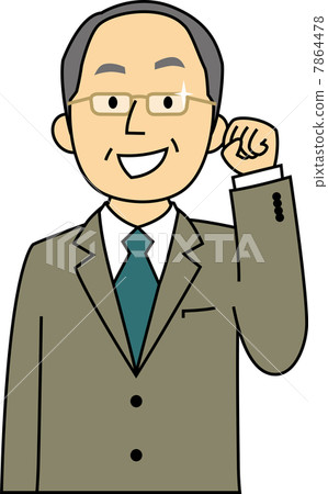 A 60-year-old company executive male who plays guts pose A 60-year-old company executive male who plays guts pose 7864478