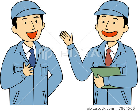 Two Workers Talking With A Smile - Stock Illustration [7864566] - PIXTA