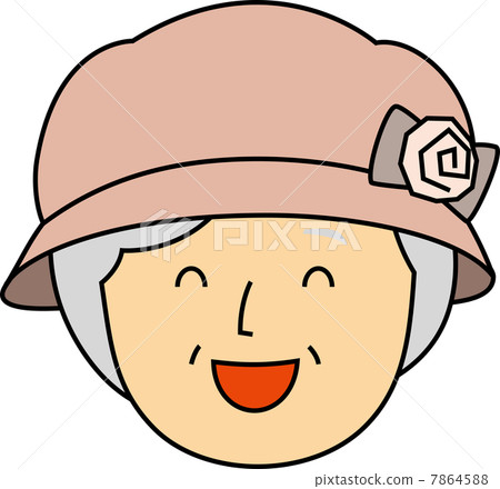 有微笑的微笑的資深婦女在她的帽子 7864588