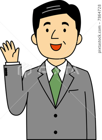 50's office worker waving hands with laughter 7864728