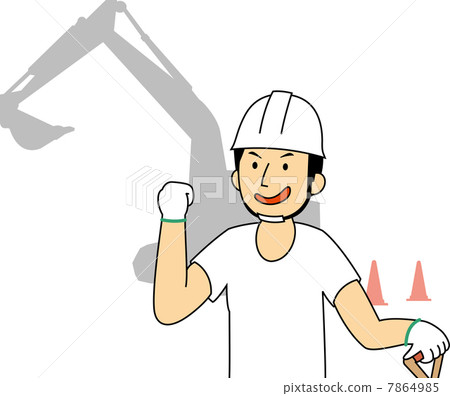 Workers who perform guts pose at the construction site 7864985