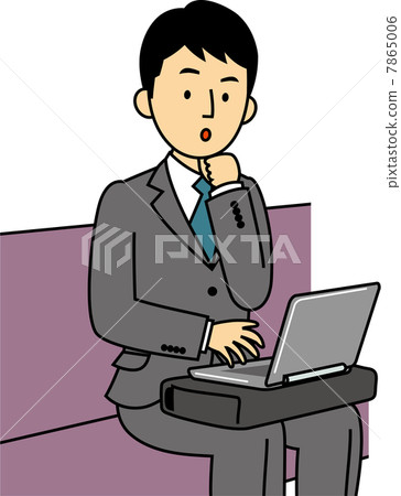 A businessman using a laptop computer in the car A businessman using a laptop computer in the car 7865006